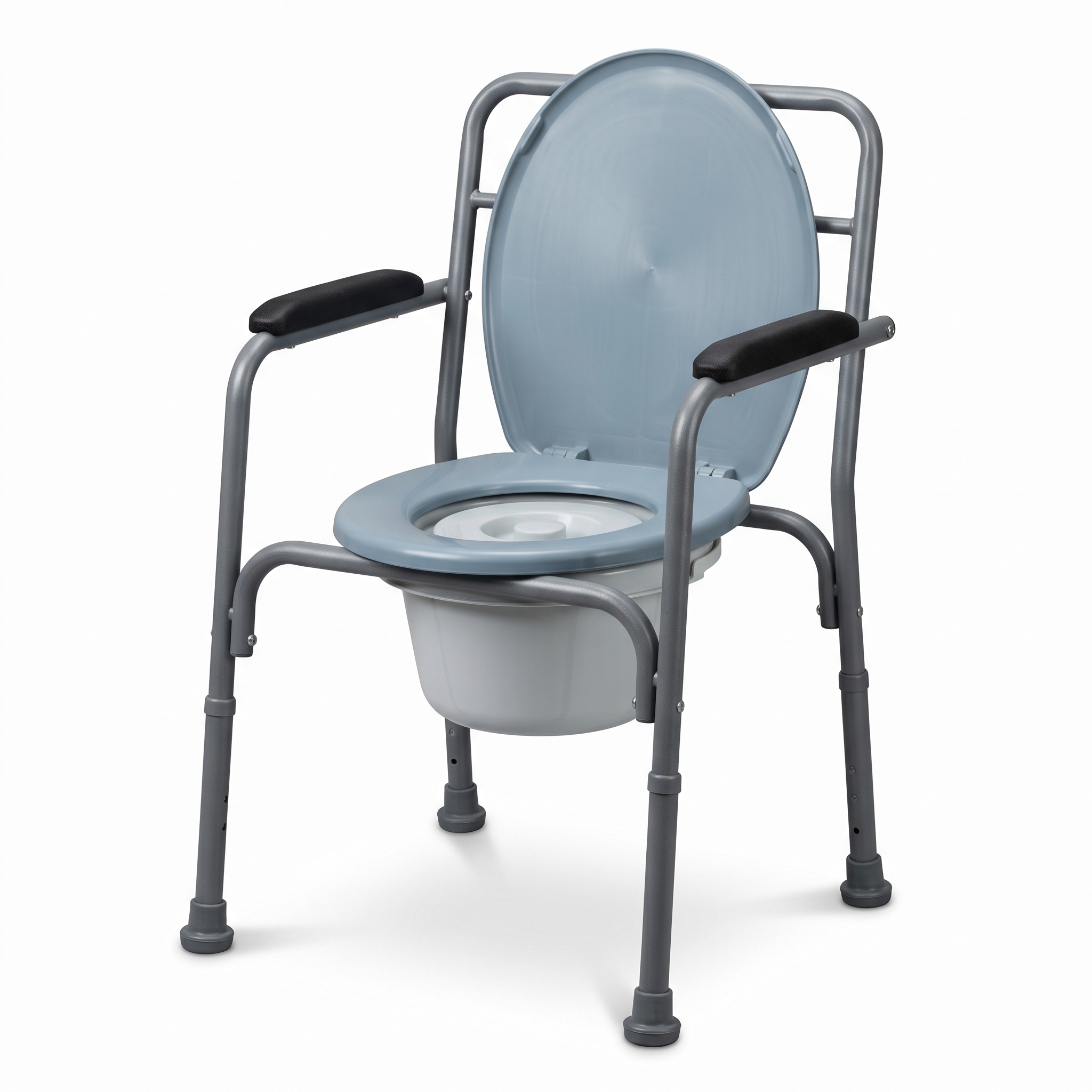 Folding Steel Frame Commode, 7.5 QT Bucket - Commodes Bedpans